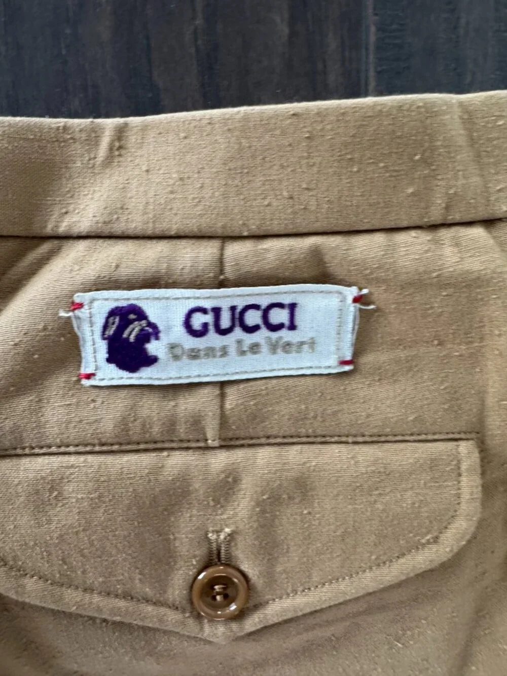 Gucci “Dans Le Vert” Cotton twill trousers, Size 52, retail new for $1300 $400